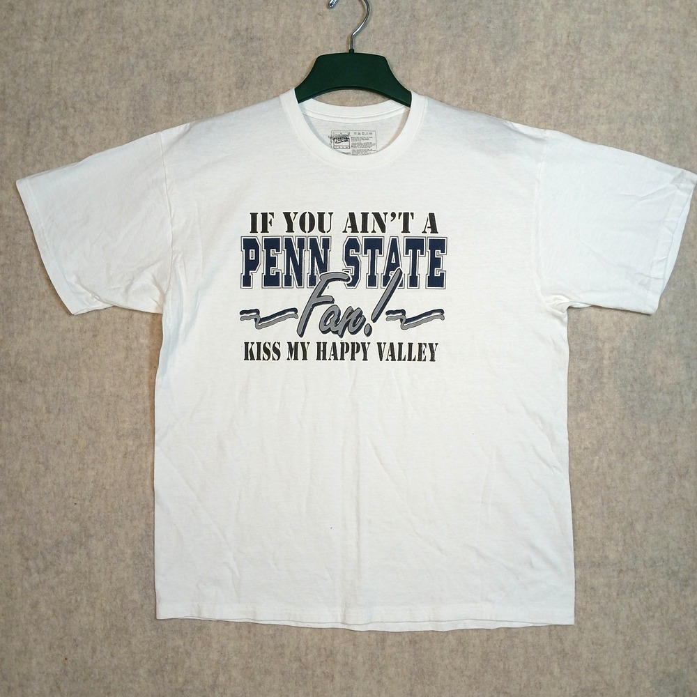 VTG Nike Penn State Kiss My Happy Valley t-shirt Unisex Large White PSU Nittany